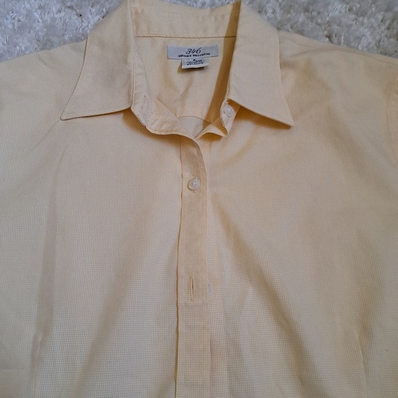 Brooks Brothers 346 Womens Yellow Micro Check‎ Non Iron Cotton Shirt Size 6 - Picture 2 of 6